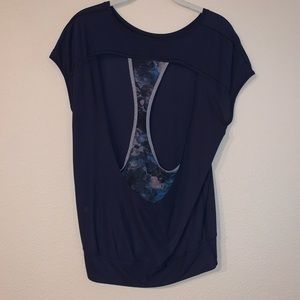 Lululemon navy open-back top, sz 6